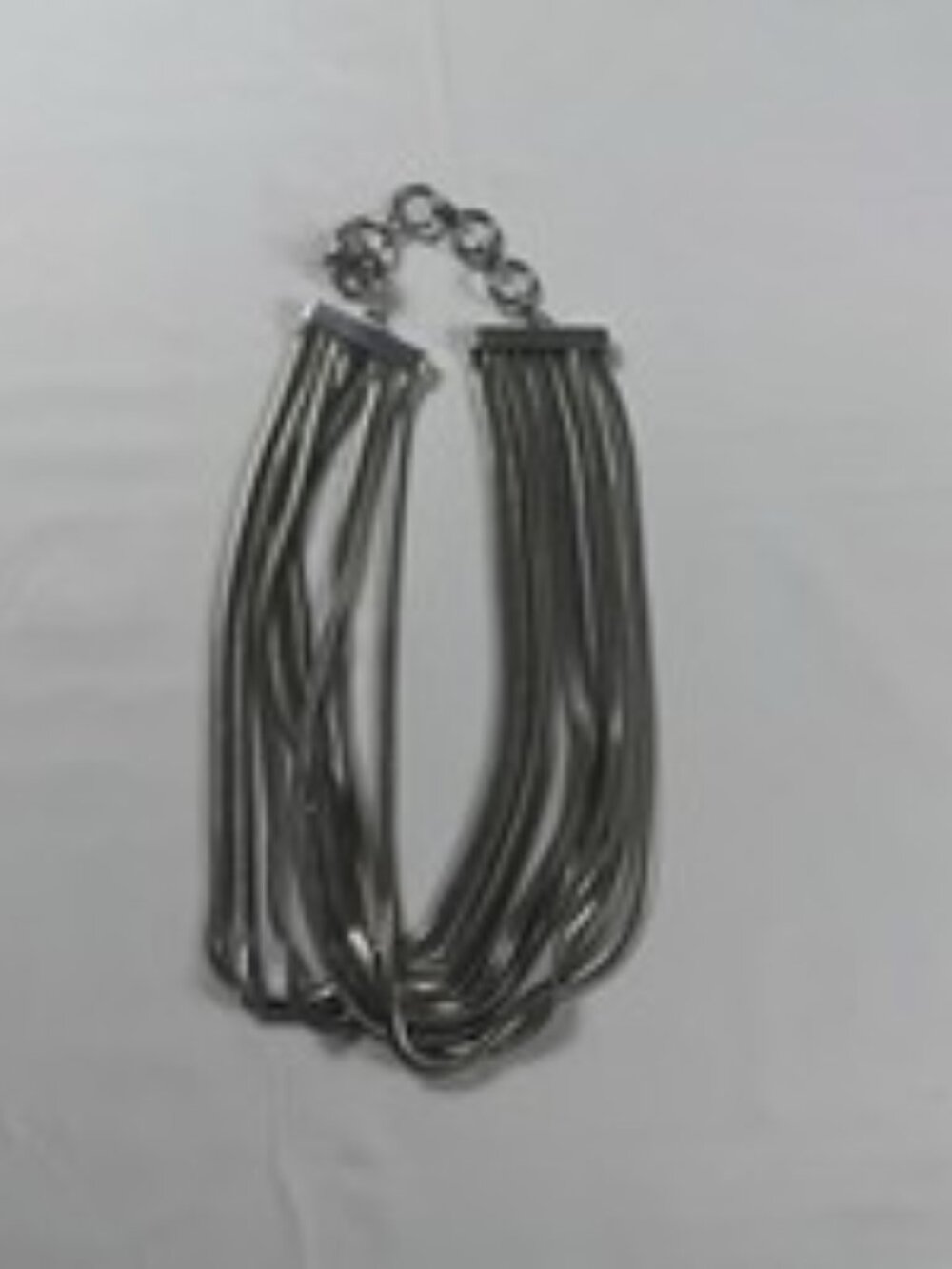 Vintage Y2K Liquid Metal Snake Chain Necklace Multi Strand Choker Silver Tone